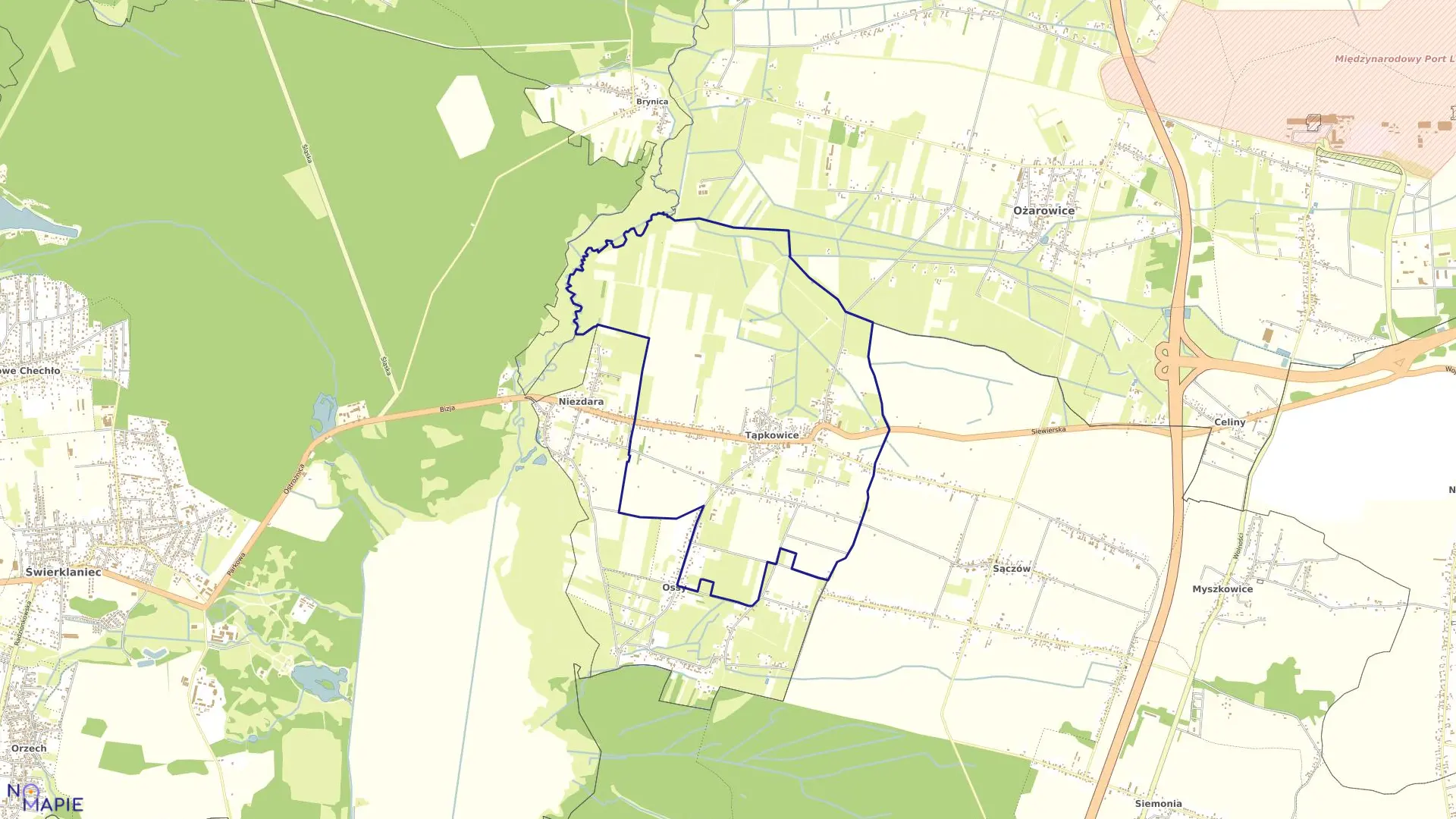 Mapa obrębu Tąpkowice w gminie Ożarowice