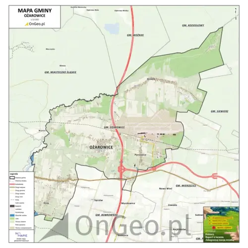 Mapa gminy Ożarowice